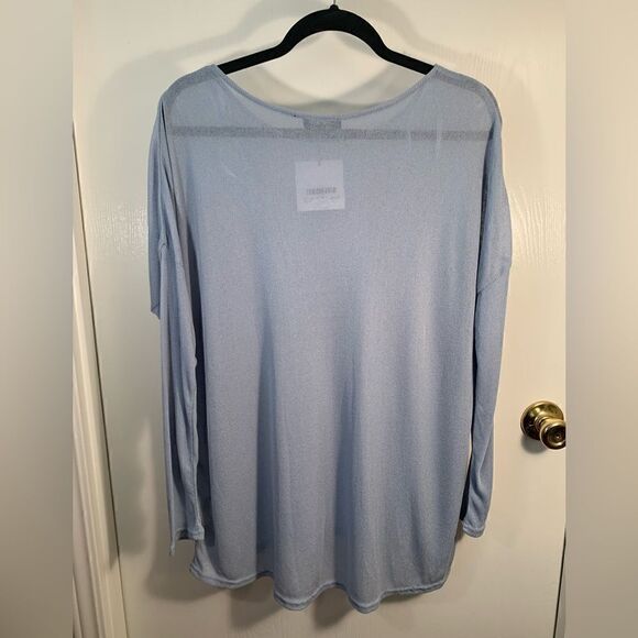 Very J NWT light blue lightweight knit sheer long sleeve top Size Small - Picture 3 of 5
